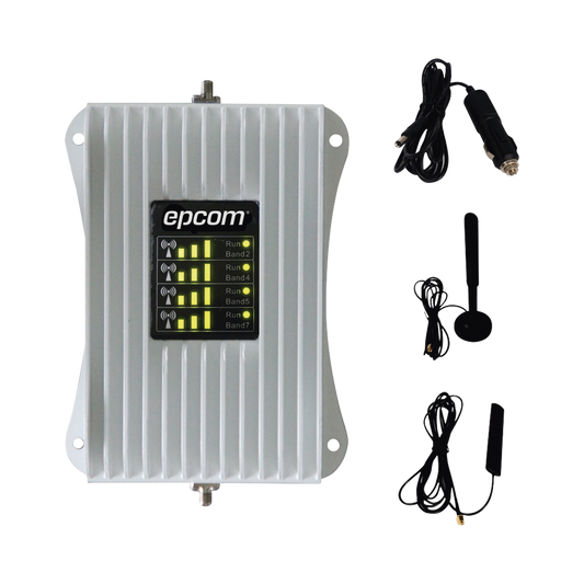 EP-AM23-4G|KIT de Amplificador de Señal Celular Para Vehículo/ Soporta y Mejora la Señal Celular 4.5G, 4G LTE/ Múltiples Operadores, usuarios y dispositivos/ Ideal para Vehículo tipo Camioneta, Pick up o Sedán.