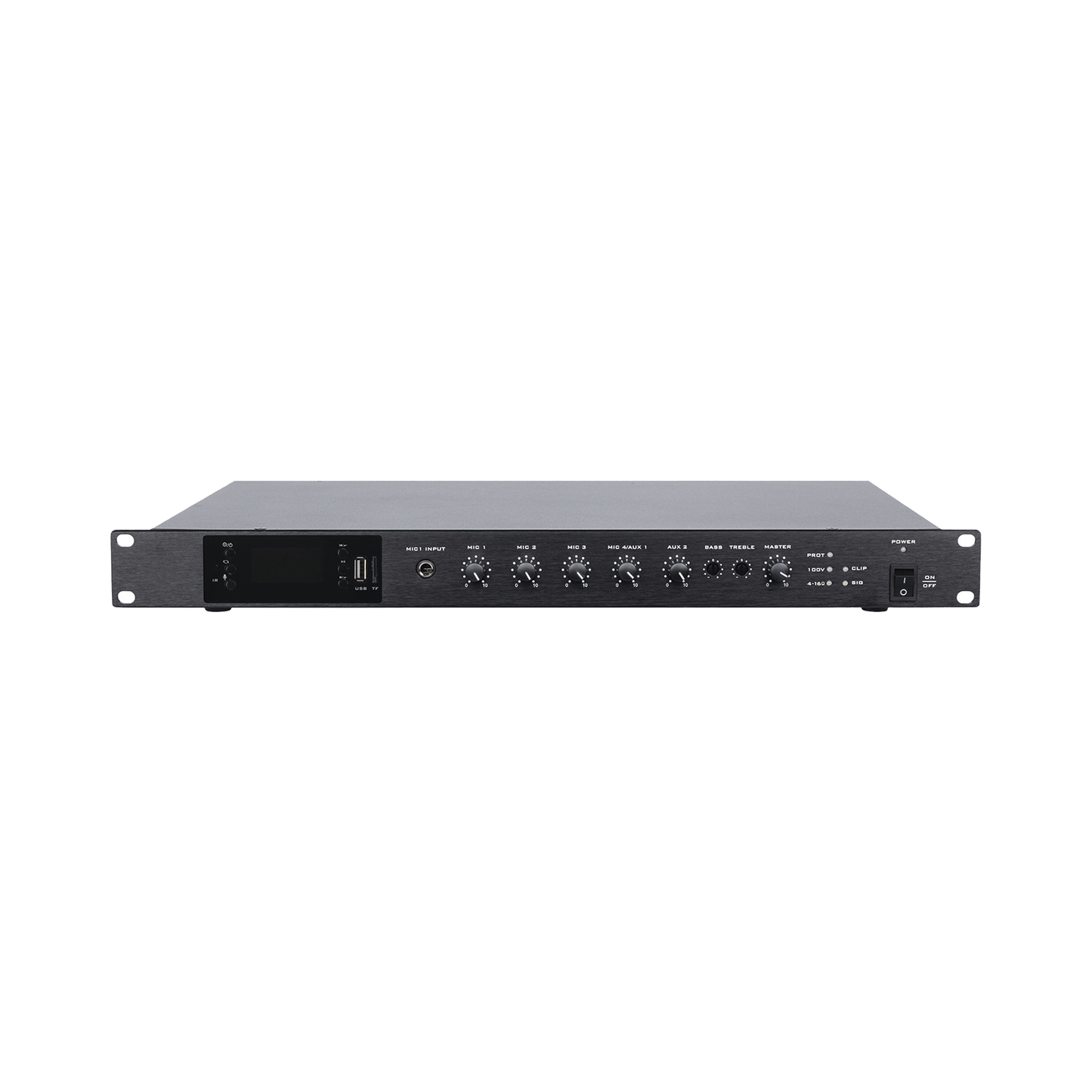 EP-B350DTB|Amplificador de Audio | 1 canal | 350 W | Sistema 100V y Baja Impedancia | 4 Entradas de Micr??fono Balanceadas | Bluetooth | USB | SD | FM | Montaje en Rack