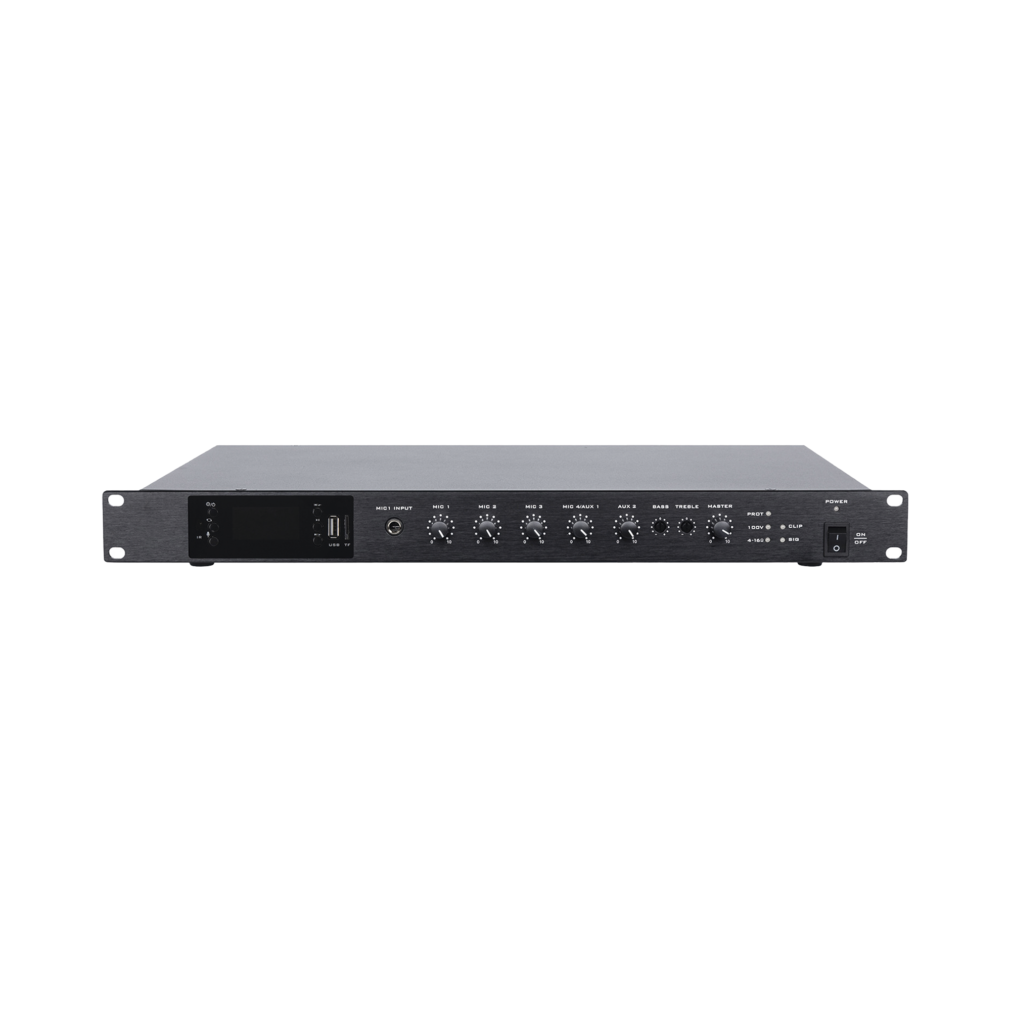 EP-B350DTB|Amplificador de Audio | 1 canal | 350 W | Sistema 100V y Baja Impedancia | 4 Entradas de Micr??fono Balanceadas | Bluetooth | USB | SD | FM | Montaje en Rack