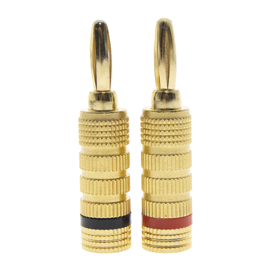 EP-BSC-KIT|Kit Conector Banana Tipo Tornillo para Bocinas | Instalaciones Profesionales de Audio | Chapado en Oro | Color Negro + Rojo (2 Piezas)
