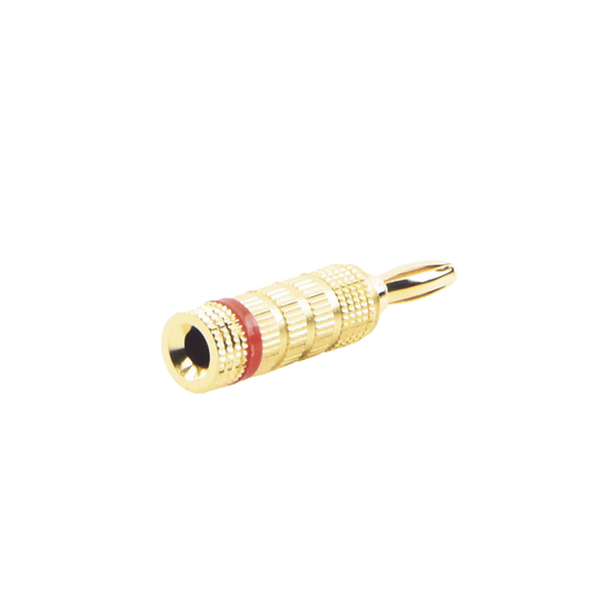 EP-BSCR|Conector Banana Tipo Tornillo para Bocinas | Instalaciones Profesionales de Audio | Chapado en Oro | Color Rojo (1 Pieza)