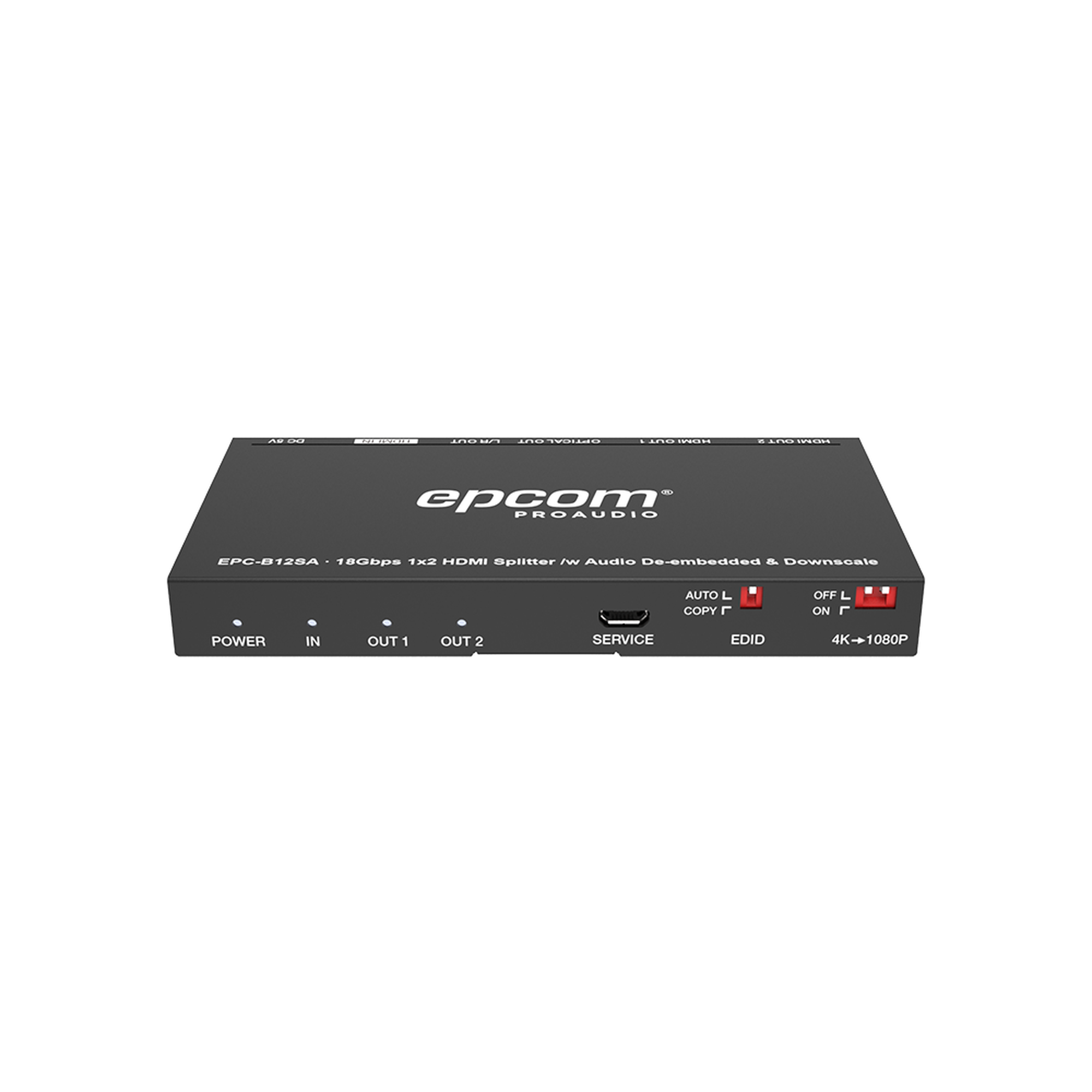 EPC-B12SA|Splitter HDMI 1x2 |?á4K@60Hz | Extractor de Audio | Down Scaler | HDR  4:4:4 | EDID | 18Gbps
