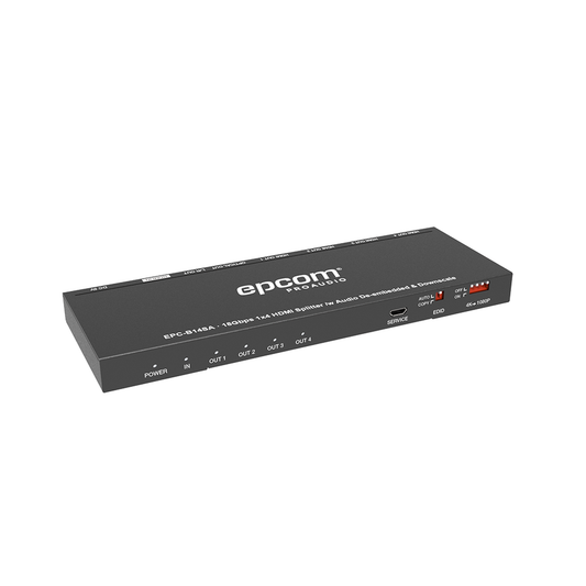EPC-B14SA|Splitter HDMI 1x4 | 1 Entrada a 4 salidas (Simultaneas) |?á4K@60Hz | Extractor de Audio | Down Scaler | HDR  4:4:4 | EDID | 18Gbps
