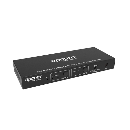 EPC-MXB22A|Matricial HDMI | 2x2 | 4K2K@60Hz | HDR |?áYCbCr 4:4:4 |?áEDID Auto | Extractor de Audio |?áSalida de audio an?íloga y digitalizados | HDCP 2.2 | 18 Gbps