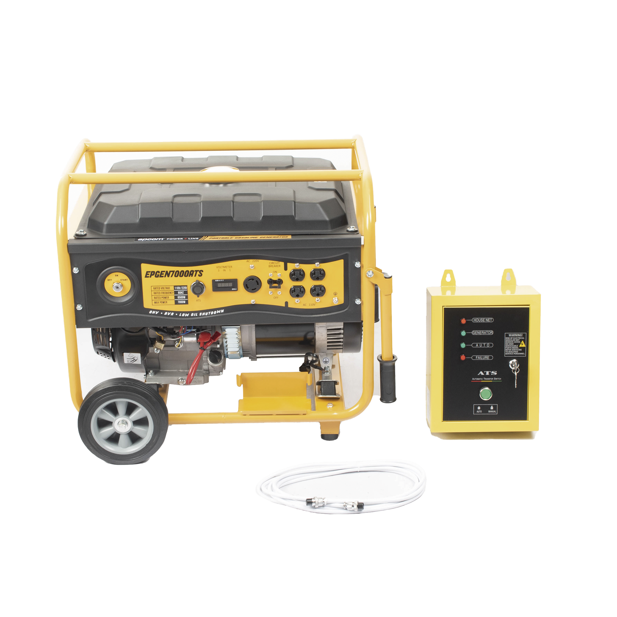 EPGEN7000ATS|Generador a Gasolina / Planta de Emergencia con Encendido Autom?ítico, 6.5KW, 220Vac 2 Fases, Jaula con Ruedas para F?ícil Traslado