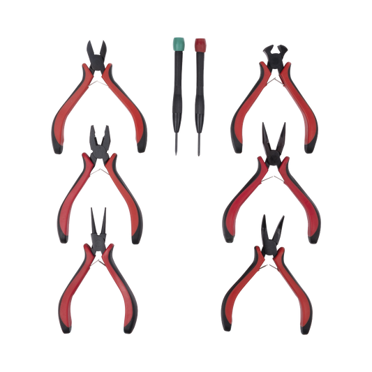 EPNTK8|Juego de Herramientas con 6 Pinzas El?®ctricas de 4.5" + 2 Desarmadores de Precisi??n (Plano y Cruz).