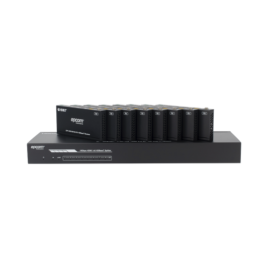 EPP-SPB18H150|Splitter mas Extensor de Video | 1x8?á| ProAV | HDBaseTÔäó | 120m en 4K@60Hz | 150m en 1080p@60Hz | Cat6/6a/7 | Gesti??n Avanzada EDID | Control IR y RS232 | PoC |?áSalida de Audio
