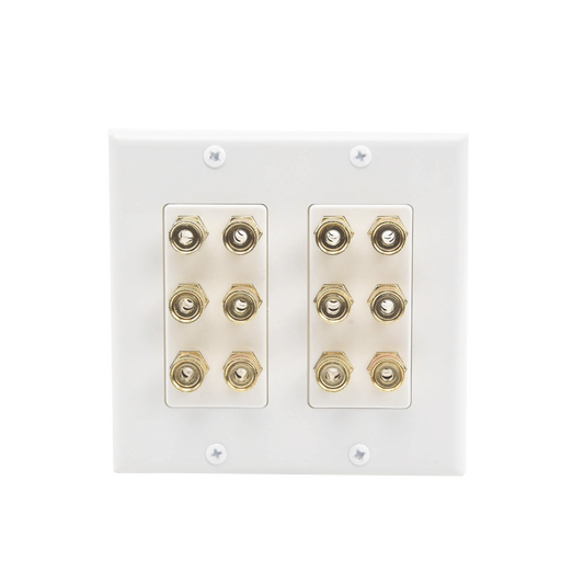 EP-WP6S|Placa de Pared | Postes de Unión Tipo Banana | Conexión para 6 Altavoces | Fácil Instalación | Conectores Chapados en Oro