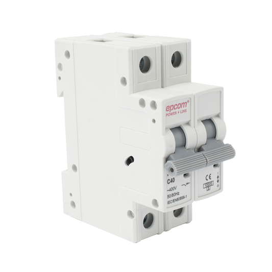 FE7632PC40|Protecci??n T?®rmica 2P, 40A,  Corriente Alterna  400 Vca para Aplicaci??n Fotovoltaica Montaje Riel DIN