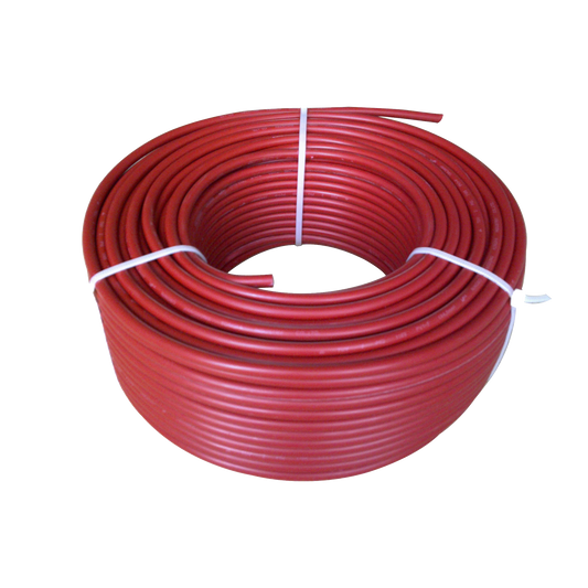 FJ69/100|Bobina de 100 metros / Cable fotovoltaico / Rojo / Recubrimiento XLPE / 4mm² / 12 AWG / Hasta 1,800 Vcc