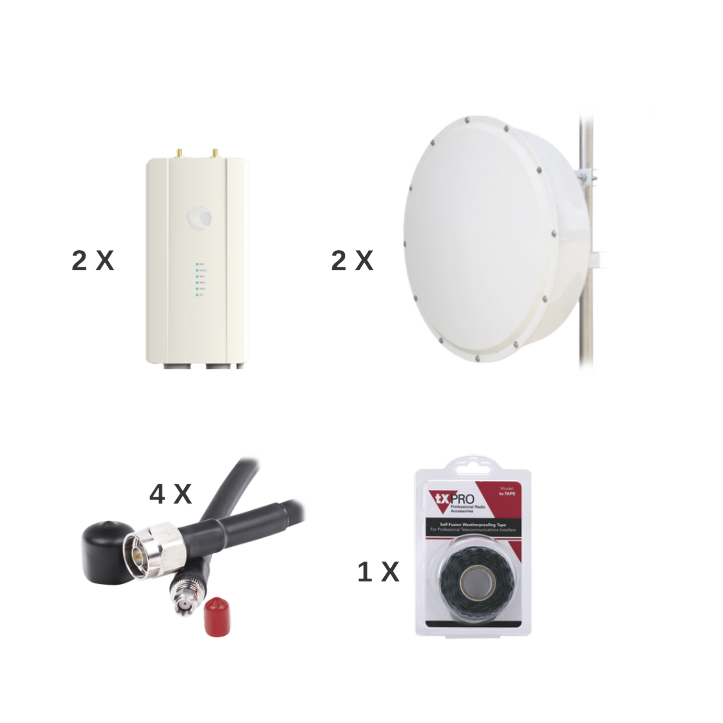 FORCE400TX30|Enlace completo de 2 radios FORCE400C con antenas TXP-4965-30PB2-KIT (30 dBi), rango de frecuencia extendida (4.9 a 6.2 GHz)