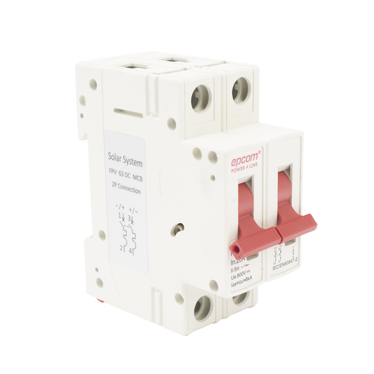 FPV632PC20|Protección Térmica/ Interruptor 2P, 20 A,  Corriente Directa  800 Vcc para Aplicación Fotovoltaica Montaje Riel DIN