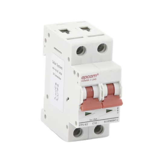 FPV632PC32|Protección Térmica/ Interruptor 2P, 32A,  Corriente Directa  800 Vcc para Aplicación Fotovoltaica Montaje Riel DIN