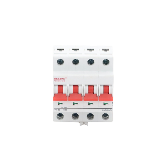 FPV634PC25|Protección Térmica/ Interruptor 4P, 25A,  Corriente Directa  1000 Vcc para Aplicación Fotovoltaica Montaje Riel DIN