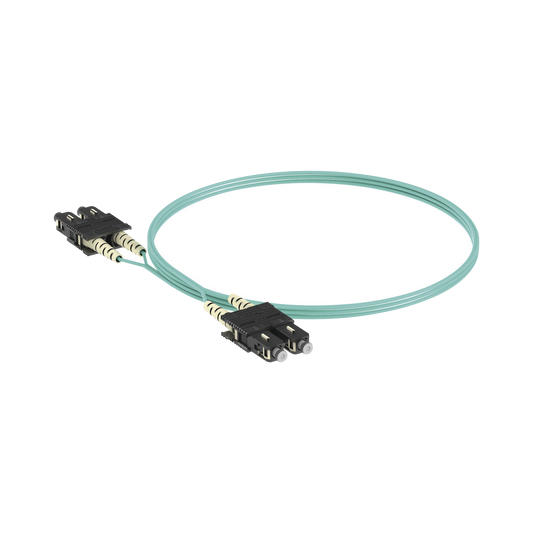 FX23RSNSNSNM002|Jumper de Fibra Optica Multimodo 50/125 OM3, SC-SC Duplex, OFNR (Riser), Color Aqua, 2 Metros