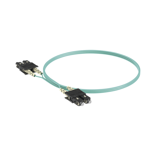 FX23RSNSNSNM003|Jumper de Fibra Optica Multimodo 50/125 OM3, SC-SC Duplex, OFNR (Riser), Color Aqua, 3 Metros