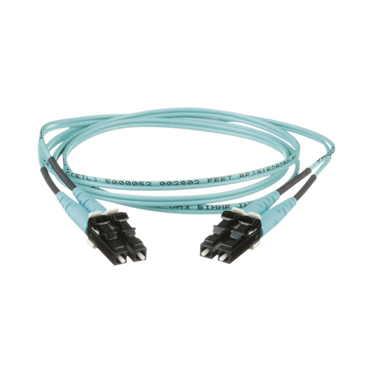 FX2ERLNLNSNM001|Jumper de Fibra Optica Multimodo 50/125 OM3, LC-LC Duplex, OFNR (Riser), Color Aqua, 1 Metro