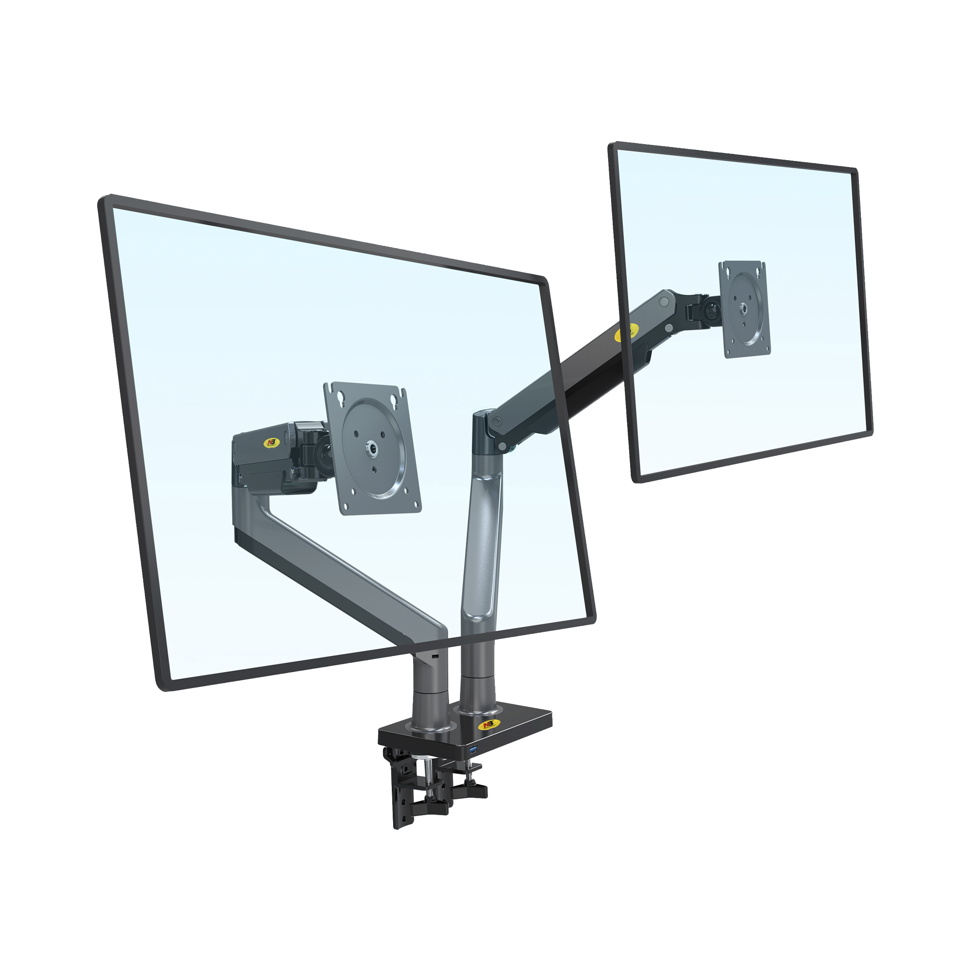 G35NB|Montaje de Escritorio articulado para 2 monitores de 22"-32" /  Soporta hasta 15 kg x  brazo / Vesa 75 x 75 / 100 x 100 / Acero / Giro: 360??