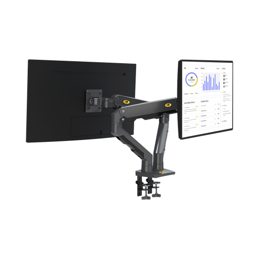 G65-NB|Montaje de Escritorio articulado para 2 monitores de 27-34" /  Soporta hasta 16 kg  por brazo/ Vesa 75 x 75 / 100 x 100 / Acero / Giro: 360??