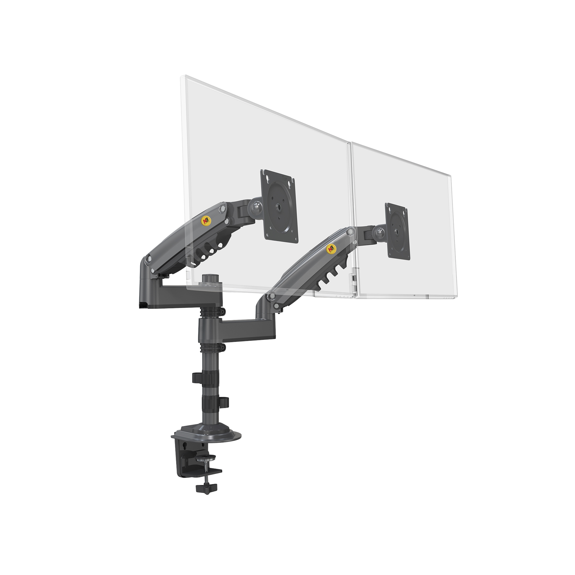 H180GNB|Montaje de Escritorio articulado para 2 monitores de 17 a 27" /  Soporta hasta 19kg por monitor / Vesa 75 x 75 / 100 x 100 / Acero / Rotaci??n: 360??