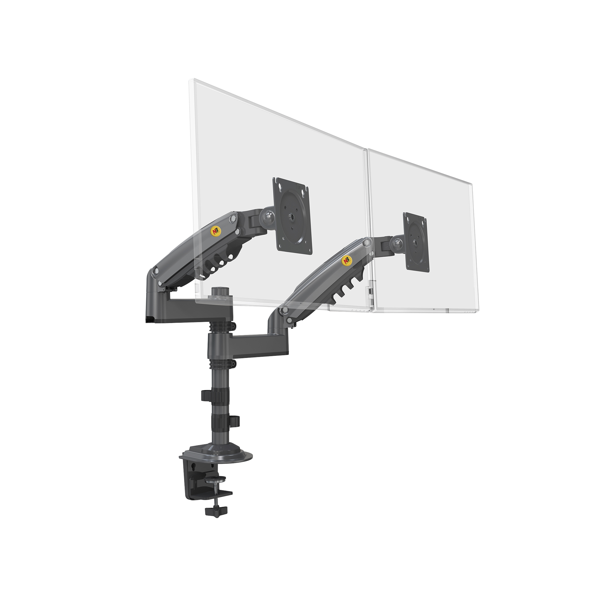 H180GNB|Montaje de Escritorio articulado para 2 monitores de 17 a 27" /  Soporta hasta 19kg por monitor / Vesa 75 x 75 / 100 x 100 / Acero / Rotaci??n: 360??