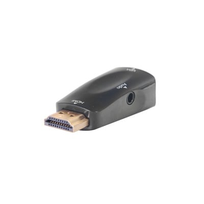 HDMI-VGA|Adaptador (Convertidor) HDMI a VGA  / HDMI Macho a VGA Hembra / Resolución 1920x1080 @ 60Hz  / Adaptador de Audio de 3.5 mm / Chapado en Níquel