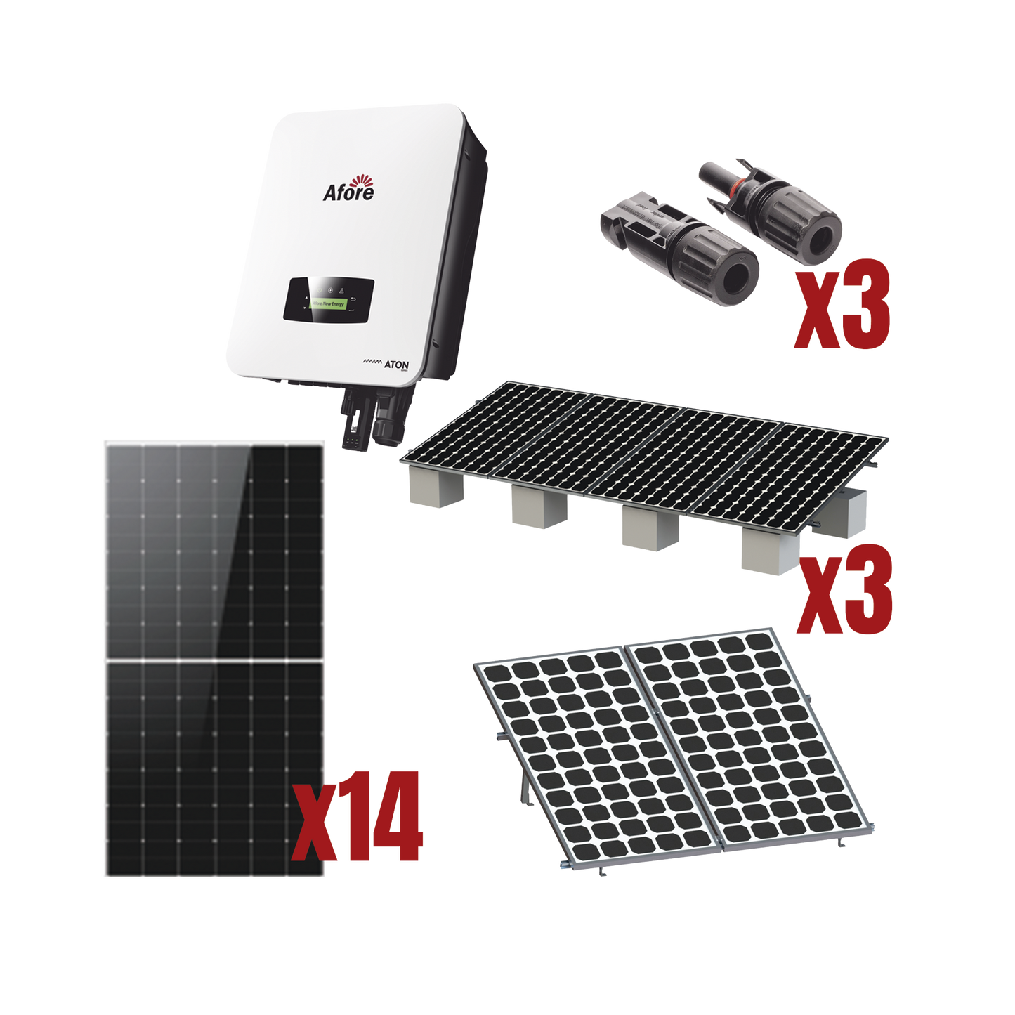 HNS8000TLKIT1|Kit Solar Interconexion  / 8kW  220Vca / Inversor AFORE / Montaje Incluido