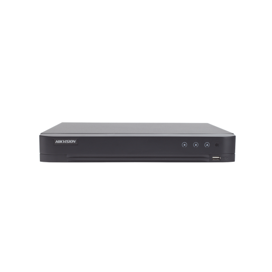 IDS-7204HQHI-M1/S(C)|DVR 4 Canales TurboHD + 2 Canales IP / 5 Megapixel Lite - 3K Lite / Acusense (Evista falsas alarmas) / Audio por Coaxitron / 1 Bahía de Disco Duro / Salida de Video en Full HD