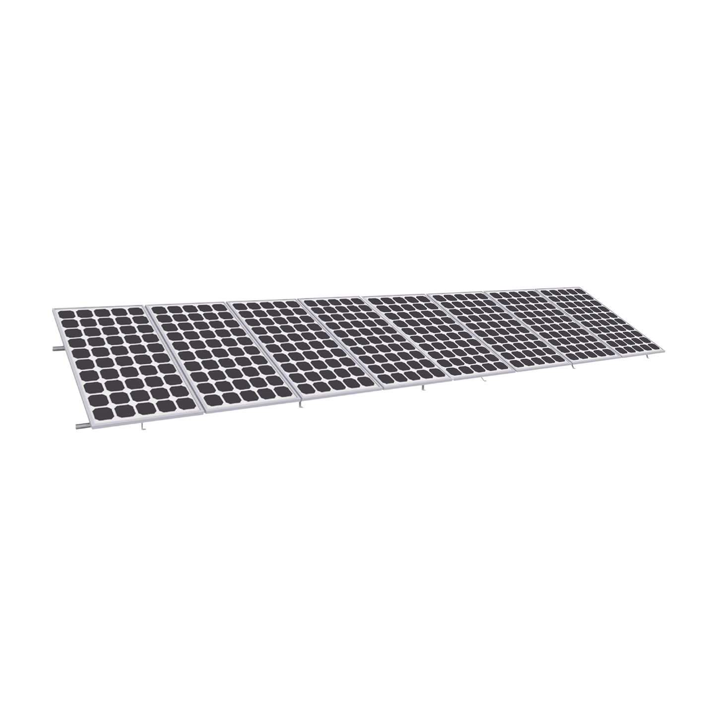 KIT8PVEKTOR8R|Montaje para Panel Solar, Riel 8 de 5400mm para Módulos de 550 a 660w con Espesor de 35mm, Velocidad de Viento Máx. 136km/h (20° a 45°)