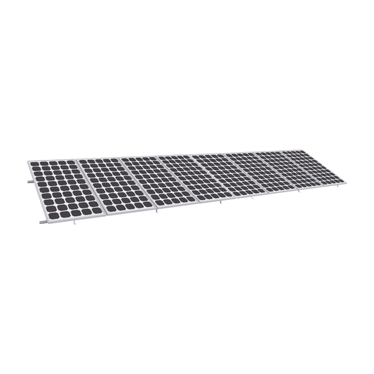 KIT8PVEKTOR8R|Montaje para Panel Solar, Riel 8 de 5400mm para Módulos de 550 a 660w con Espesor de 35mm, Velocidad de Viento Máx. 136km/h (20° a 45°)