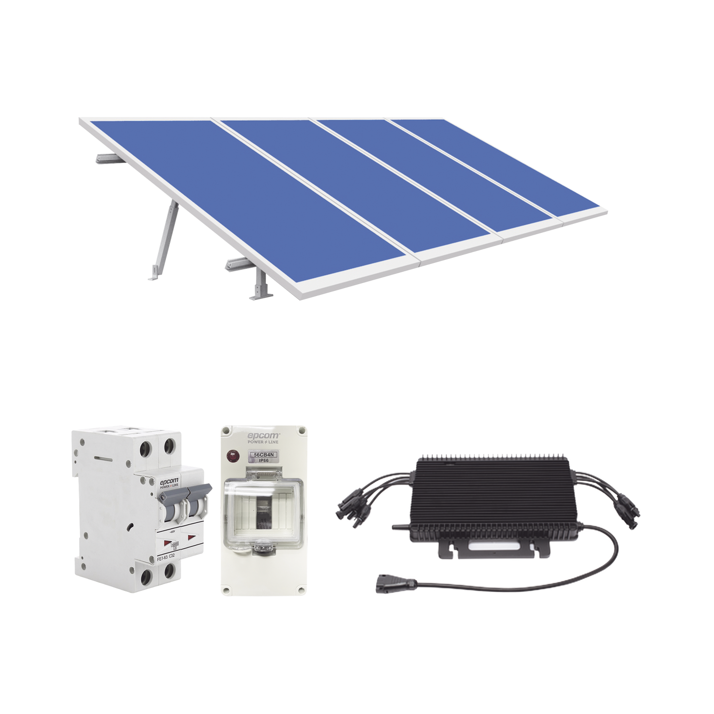 KIT-HMS-2K450|Kit Solar para Interconexión de 1.8KW de Potencia Pico 220Vca con Microinversor y 4 Módulos de 450 W (Incluye Montaje y Protecciones).