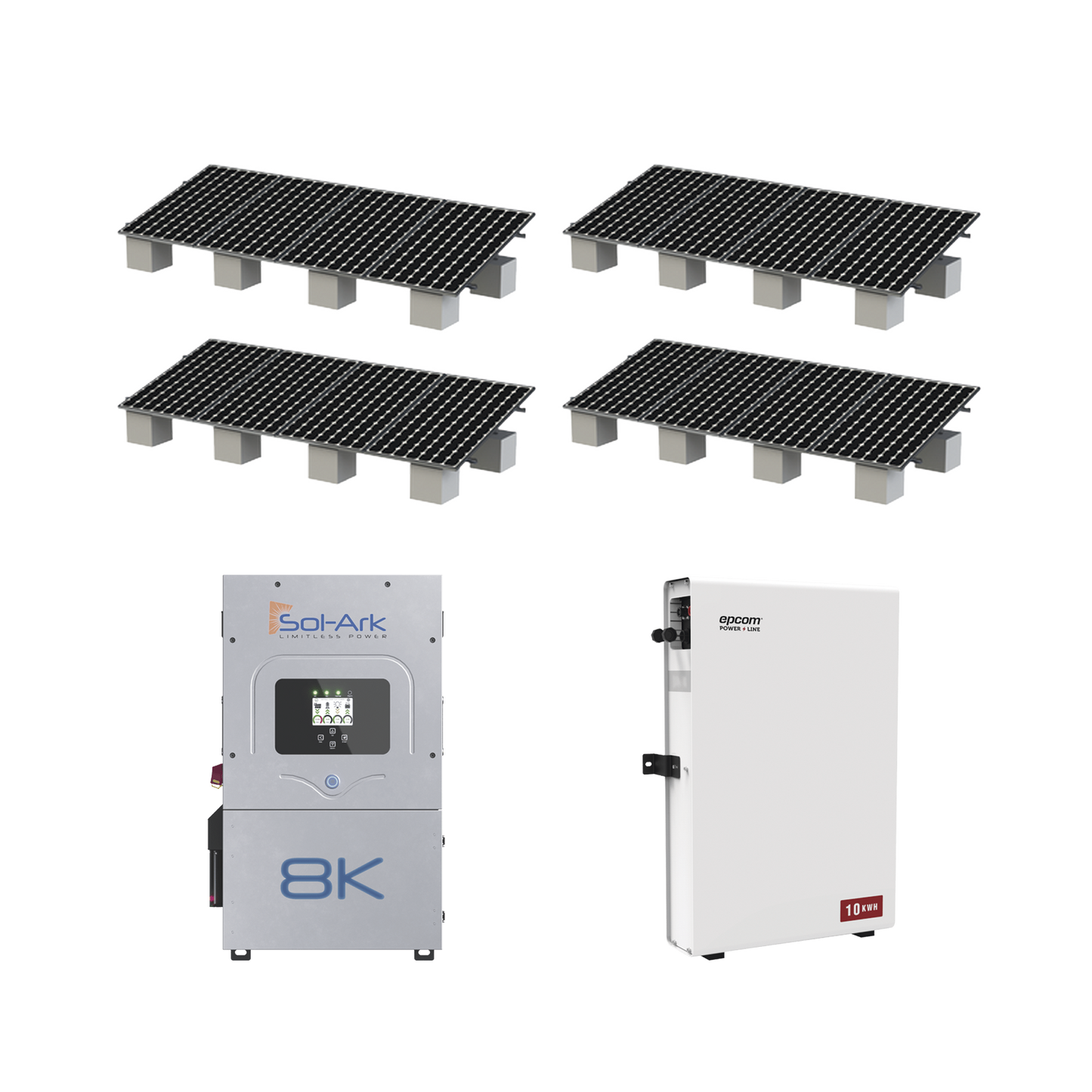 KITHYBRID8KSOL|Kit Hibrido con Interconexión a la Red Eléctrica de CFE de 8 kW con Salida de 220 Vca y respaldo de 10 kWh en batería de LiFePO4