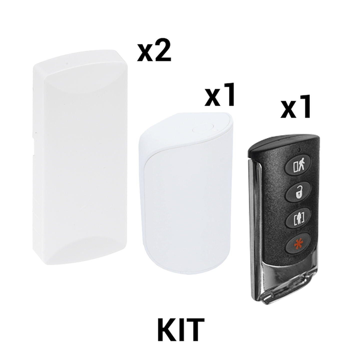 KIT-RF-SFIRE-2|KIT Básico Sensores Inalámbricos - Incluye 2 Contactos Magnéticos, 1 PIR y 1 Llavero - Compatibles con Honeywell y PRO4GEN2