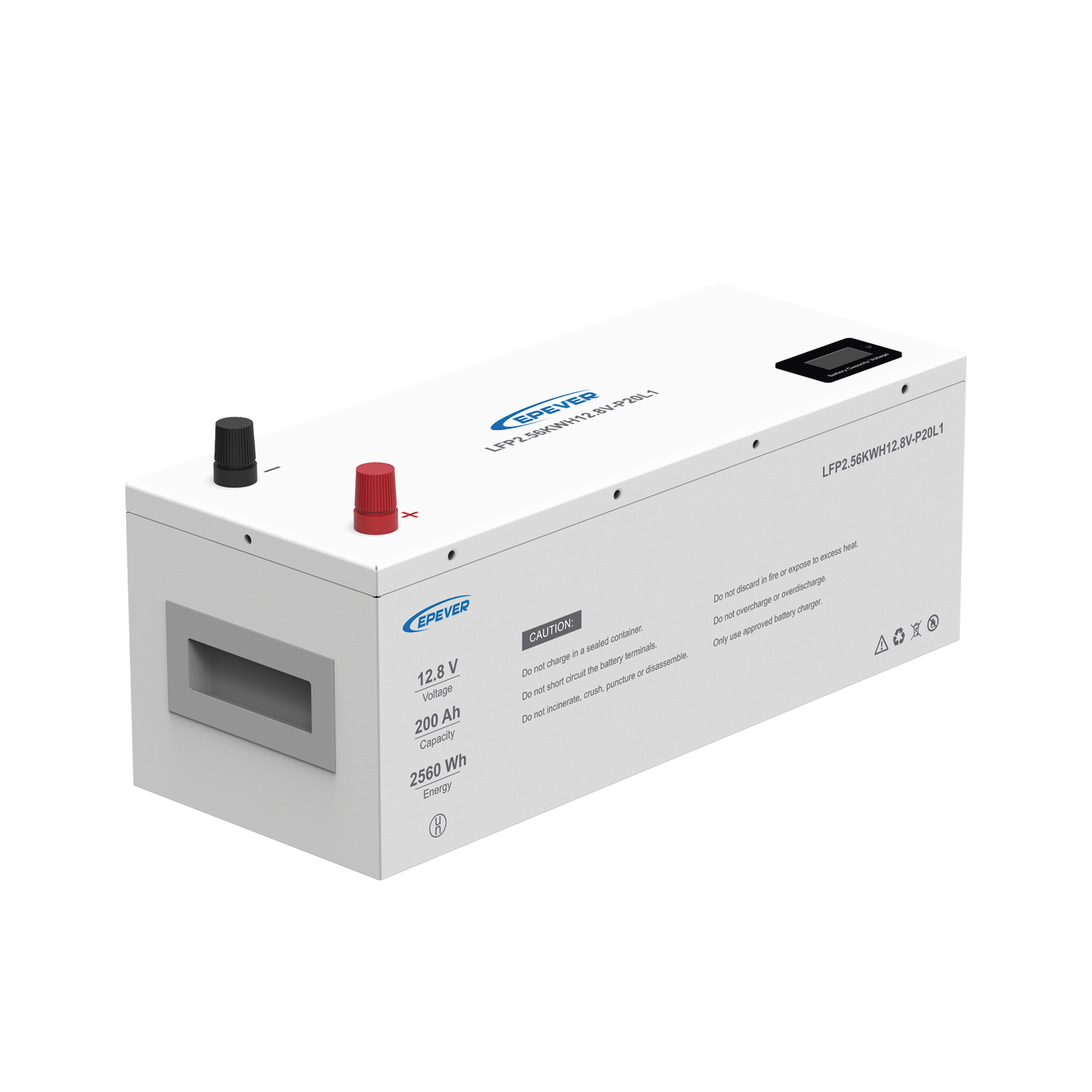 LFP200EP128|Batería de litio LiFeO4 12.8Vcc, 200Ah, 2.56Kwh, Pantalla LCD para Monitoreo Local, Carcasa Metálica