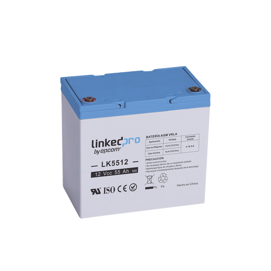 LK5512|Batería 12 V / 55 Ah / UL / Tecnología AGM / Vida útil promedio de 5 años / Para uso en equipo electrónico, Alarmas de Intrusión / Incendio/ Control de acceso / Video Vigilancia / T2