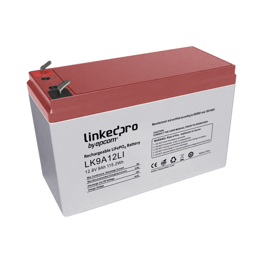 LK9A12LI|Batería de Litio 12.8 Vcc / 9 Ah / Tecnología LiFePO4 /2000 Ciclos de Vida/ Para uso en equipo electrónico, UPS (litio) / Incendio/ Control de acceso / Video Vigilancia / Terminales F1 ( Incluye adaptador para terminal F2 )
