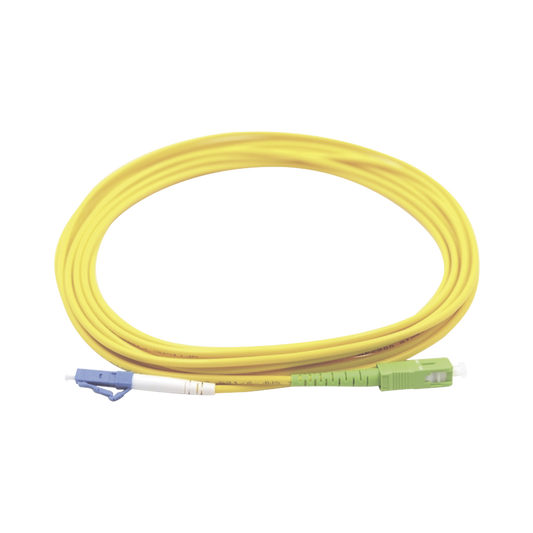LP-FO-LCU-SCA-03|Jumper de Fibra Óptica Monomodo LC/UPC-SC/APC Simplex, color amarillo 3 metros