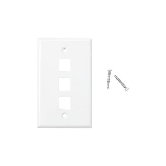 LP-FP-18|Placa de pared de 3 puertos, Keystone, Color Blanco