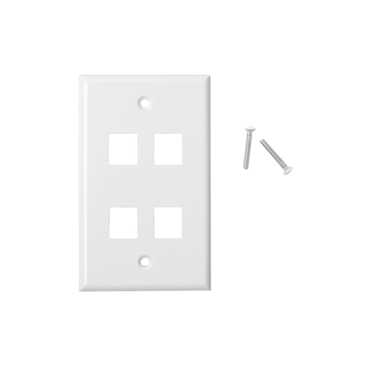 LP-FP-19|Placa de pared de 4 puertos, Keystone, Color Blanco