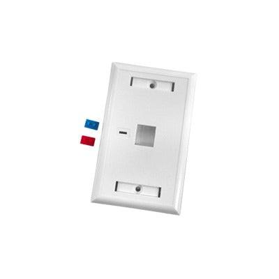 LP-FP-21|Placa de pared de 1 puerto, Keystone, con espacio para etiqueta, Color Blanco