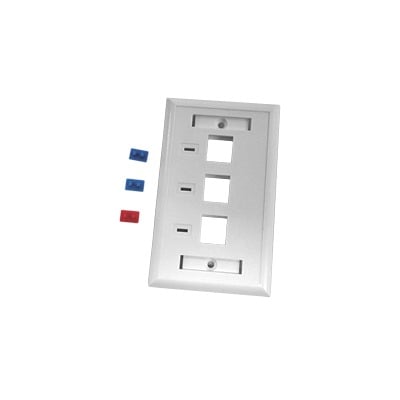 LP-FP-23|Placa de pared, de 3 puertos, Keystone, con espacio para etiqueta - Color Blanco