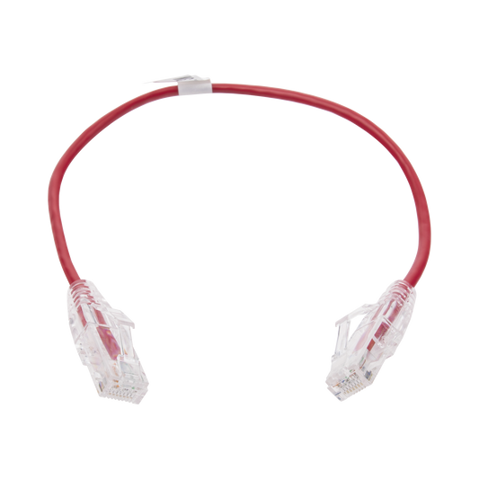 LP-UT6-030-RD28|Cable de Parcheo Slim UTP Cat6 - 30 cm Rojo Di?ímetro Reducido (28 AWG)