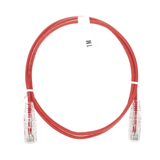 LP-UT6-100-RD-28|Cable de Parcheo Slim UTP Cat6 - 1 metro, Rojo, Di?ímetro Reducido (28 AWG)