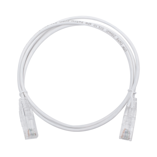 LP-UT6-100-WH28|Cable de Parcheo Slim UTP Cat6 - 1 metro, Blanco, Di?ímetro Reducido (28 AWG)