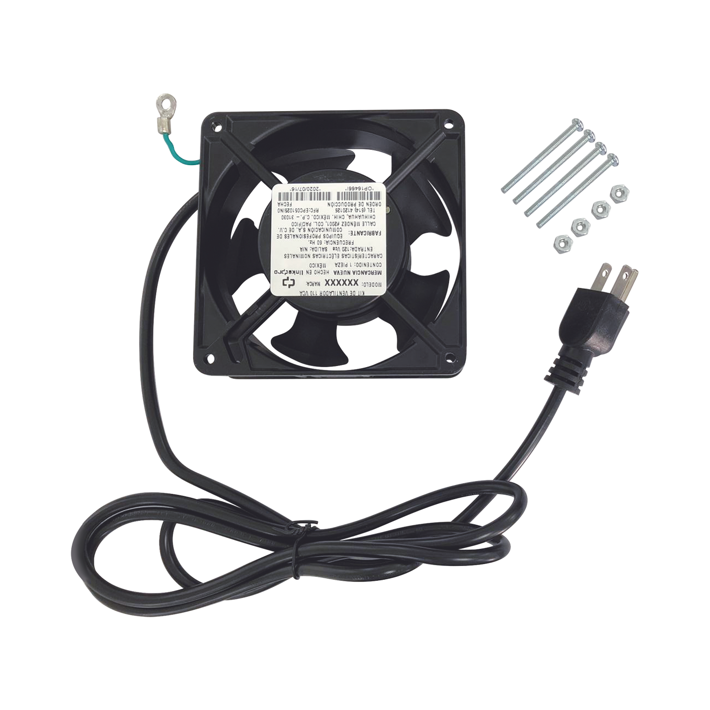 LP-VENT-BASIC|Ventilador 110 Vca de 12 x 12 cm con Cable y Clavija