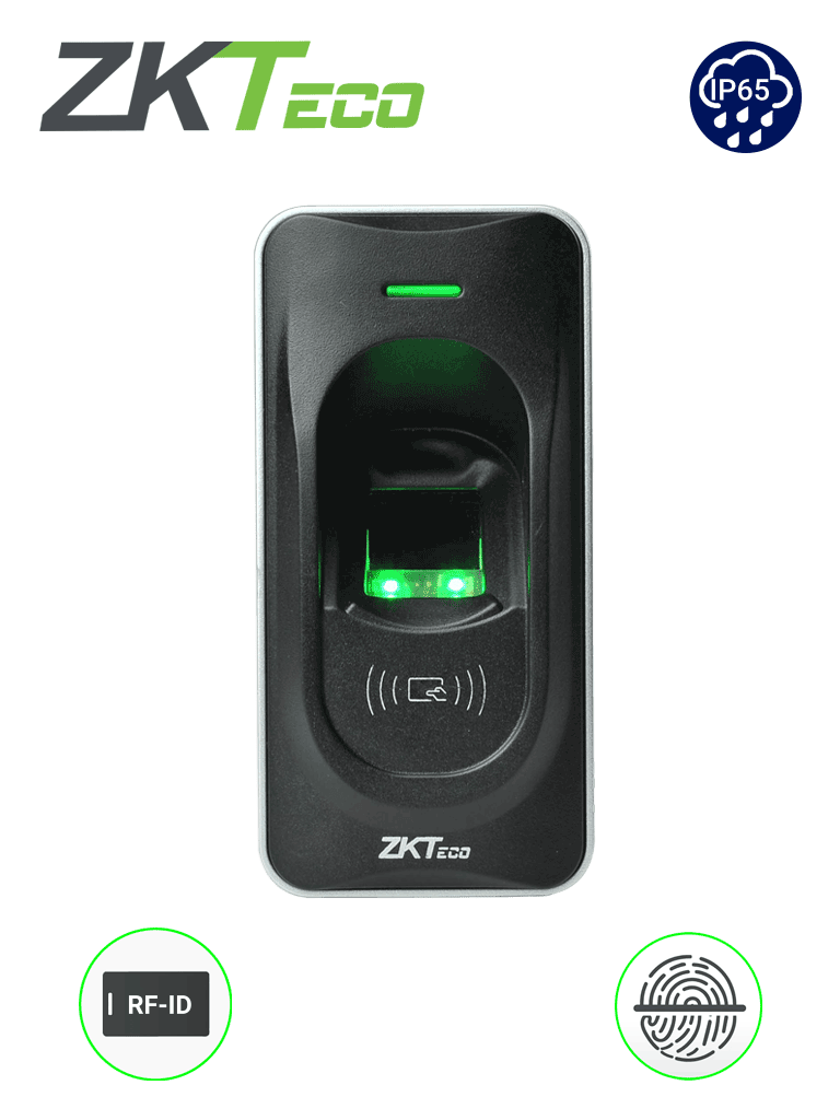ZKTECO FR1200 - Lector Esclavo De Huella y Tarjetas ID 125 Khz, Interior, Exterior, Conexión RS485, Indicador de Estado, Requiere Panel Serie Inbio