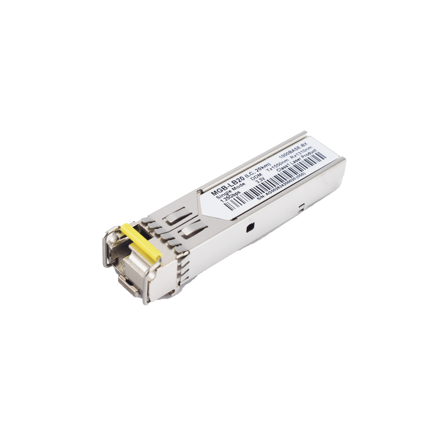 MGB-LB20|Transceptor mini-Gbic SFP 1G LC TX:1550nm RX:1310 para fibra Mono Modo 20 Km WDM, Requiere MGB-LA20