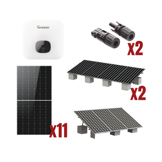 MIN6000KIT1|Kit Solar Interconexion  / 6 kW  220Vca / Inversor GROWATT / Montaje Incluido