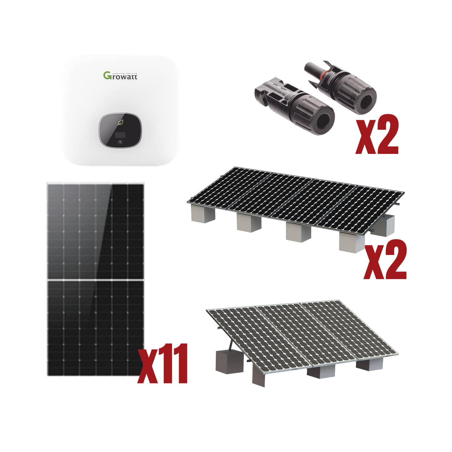 MIN6000KIT1|Kit Solar Interconexion  / 6 kW  220Vca / Inversor GROWATT / Montaje Incluido