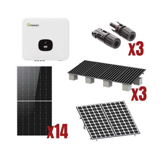 MIN8000KIT1|Kit Solar Interconexion  / 8kW  220Vca / Inversor GROWATT / Montaje Incluido